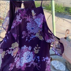 Off the shoulder purple floral dress